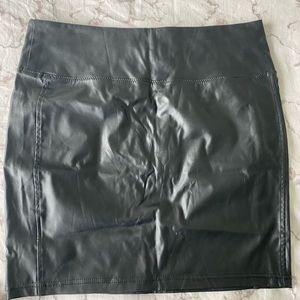 Black leather mini skirt